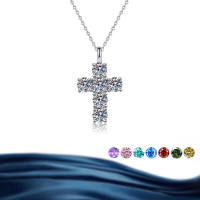 wholesale S925 Silver New Four-Leaf Clover Moissanite Necklace, Light Luxury Temperament European and American Pendant, Small Design Sense Collarbone Chain-White 925 silver