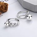 wholesale S925 Sterling Silver European and American Exaggerated Round Ball Wish-Fulfilling Tassel Trendy Versatile Open Ring-0-1