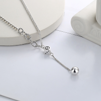 wholesale S925 Sterling Silver Korean-style Creative Dice Pendant Small Sphere Tassel Trendy Collarbone Chain Necklace-YL263/approx. 18.93g 925 silver