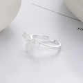 wholesale S925 Sterling Silver Small Fresh Fairy-style Filigree Hollow Bow Elegant and Versatile Ladies' Adjustable Ring-0-1