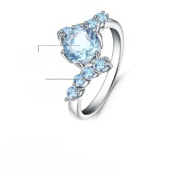 wholesale New S925 silver fashion and personalized topaz ring for women,-Sky Blue Topaz  US Size 8