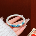 wholesale Sterling Silver Enamel Cloisonné Bracelet for Women, Classical Neo-Chinese Style National Trend Closed Mouth Bangle, Handmade Filigree Enamel Silver Bracelet-0-0