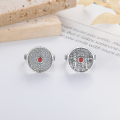 wholesale S925 Sterling Silver Retro Vintage Ethnic Style Shan Gui Cinnabar Red Stone Talisman Ba Gua Coin Adjustable Ring-0-3