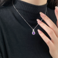 wholesale S925 Silver Fresh and Sweet Ins Style Niche Designed Diamond-Inlaid Amethyst Gourd Necklace Y02151-0-1