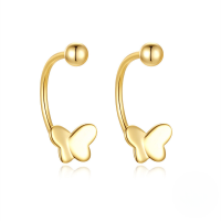 wholesale S925 Sterling Silver Four-pointed Star Earrings With Eight-pointed Star Pendant, Butterfly, And Small Gold Ball Studs-Gold#1 925 Silver