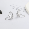 wholesale S925 Sterling Silver Retro Fashion Minimalist Chain Design Earrings Cross-Border Euro-American Style INS Versatile Ear Clips-0-0