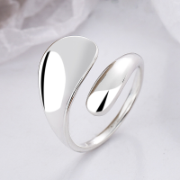 wholesale S925 Sterling Silver Ins Minimalist Style Smooth Irregular Shape Trendy Versatile Open Ring-YJ518/approx. 2.8g Adjustable opening