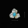 wholesale 925 Silver Gold-Plated High-Carbon Diamond 22ct Cabochon Blue Turquoise Rose-Cut Flower Color-Divided Electroplated Pistil Exquisite Ring-0-1