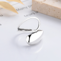 wholesale S925 Silver Irregular Minimalist Smooth Cross-Border European and American Trendy Design Open Adjustable Ring-0-1