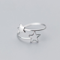 wholesale S925 Sterling Silver Korean Style Fashion Star Ring Personality Five-Pointed Star Adjustable Ring-S925 silver ring Adjustable opening
