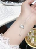 wholesale 999 Pure Silver Butterfly Tassel Four-Leaf Clover Necklace for Women, Small Batch Design, High-End Feel, Light Luxury Collarbone Chain, Gift for Girlfriend-0-43