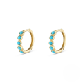 wholesale S925 Sterling Silver Turquoise Inlaid Zircon Ear Hoop, Classic And Versatile Ins Style Earring-0-0
