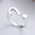 wholesale S925 Sterling Silver Unisex Korean Style Minimalist Creative Playful Question Mark Design Adjustable Open Ring-0-0