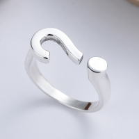 wholesale S925 Sterling Silver Unisex Korean Style Minimalist Creative Playful Question Mark Design Adjustable Open Ring-YFJ292/approx. 3.5g Adjustable opening