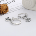 wholesale S925 pure retro creative victory peace lock pendant ring ethnic style fashionable open ring-0-1