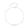 wholesale 925 Sterling Silver Simple Infinity Symbol With Zircon Accent Heart Ankle Chain, Cross-border Hot Seller-0-0