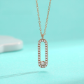 wholesale S925 Sterling Silver Moissanite Necklace with Rose Gold Full Diamond Pendant, Simple, Fashionable, Light Luxury, and Versatile Jewelry-0-0