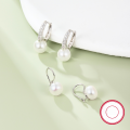 wholesale S925 Sterling Silver Ear Clasps, Cross-Border Hot-Pick Shell Pearls Ear Hoops, French Retro High-End Sense Jewelry-0-1