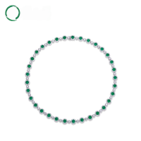 wholesale S925 Sterling Silver New Exquisite Ornate Lab-Grown Emerald Necklace Vintage High-End Collarbone Chain Customizable-Synthetic Emerald Patch 925 Silver