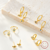 wholesale 925 Silver Hot-Selling Stylish Evil Eye Ear Cuff Earrings Wholesale Trendy Eye Hoop Earrings in Europe and America-KE22096 (Tremella plug)>Silver