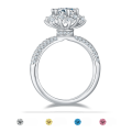 wholesale S925 Sterling Silver Light Luxury Snowflake Moissanite Ring, 1 Carat Round Moissanite Engagement Ring for Women with Certificate-0-2