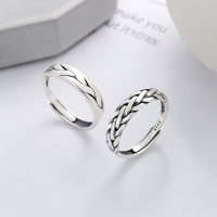 wholesale S925 Silver Antique Pure Handwoven Geometric Line Personality-YJ928M/B about 3g opening adjustable
