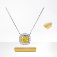 wholesale 14k Gold Classic Simple Square Cut Cultured Diamond 075ct Clavicle Chain Yellow Diamond Necklace-14k gold cultured diamond necklace