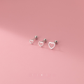 wholesale S925 silver stud earrings, Korean-style minimalist threaded hollow heart earrings for women G9970-0-1