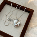 wholesale S925 Sterling Silver Irregular Heart Necklace for Women, Designed to be Unique and Niche, Luxurious High-End Sweater Chain-0-4