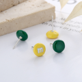 wholesale S925 Sterling Silver Playful and Creative Chocolate M&M Drip Glaze Minimalist Versatile Stud Earrings-0-1