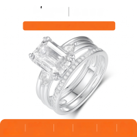 wholesale S925 Sterling Silver Set Square Moissanite Ring Set Fashion Stackable Rings Amazon Best Seller Wholesale-Gold 3.5 carats (with certificate)  6 US