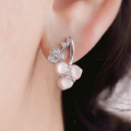 wholesale S925 Sterling Silver Three-Leaf Queen Shell Earrings for Women, Elegant Asymmetric Minimalist Vintage Style-0-0