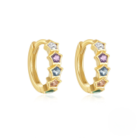 wholesale S925 Sterling Silver Rainbow Colored Star Moon Earrings With Zircon Accents For Daily Wear-Gold#5 925 silver