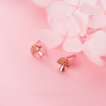 wholesale S925 Sterling Silver Ear Studs for Women, Mini Vegetable Style, Simple Diamond-Inlaid Small Mushroom Semi-Circle Korean Version Ear Accessories G4294-0-3
