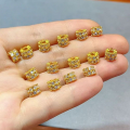 wholesale Gold-plated S925 Silver Bead Spacer Components Four-Leaf Clover Running Ring Bracelet Spacer Beads DIY Semi-Finished Beads for Stringing Barrel Beads-0-10