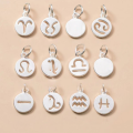 wholesale S925 sterling silver plain silver zodiac round pendant charm DIY handmade bracelet accessory-0-1