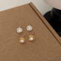 wholesale S925 Sterling Silver Simple Swarovski Pearl Earrings for Women, Korean Dongdaemun New Style Versatile High-End Earrings-0-1