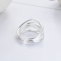 wholesale S925 Silver Fashion Cross-Border European and American Ins Style Irregular Multi-Line Crossover Trendy Open Ring-0-2
