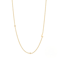 wholesale S925 Sterling Silver Zircon-studded Letter Women's Choker Necklace, Ins Minimalist 26-letter Design-Gold-L 925 Silver