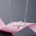 wholesale S925 Silver Korean Fashion Romantic Sweet Pearl Necklace Women's Diamond-Encrusted Cupid's Arrow Shell Pearl Choker Wholesale-0-0