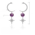 wholesale S925 Silver Designer High-End Gemstone Earrings, Unique Crescent Moon Design with Natural Amethyst Ear Studs and Drops-0-4