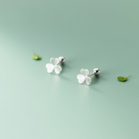 wholesale S925 Sterling Silver Ear Studs for Women, Korean-style Small Fresh and Sweet Trefoil Flower with Matte Spiral Beads Ear Accessories G8370-S925 Silver Earrings 925 Silver