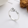 wholesale S925 sterling silver minimalist bunny carrot open ring, fresh sweet cute style index finger ring for women-0-0