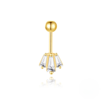 wholesale S925 Sterling Silver Geometric Zircon-accented Moonstone Sphere Vertical Spiral Helix Ear Cartilage Piercing Stud-Single gold #5