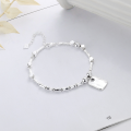 wholesale 925 Sterling Silver Crushed Silver Stitched Alphabet Square Charm Bracelet Korean Trendy Fashionable Internet Celebrity Style Hand Jewelry-0-2
