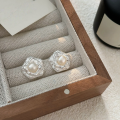 wholesale S925 Sterling Silver Natural Freshwater Pearl Flower Stud Earrings for Women, Boho Chic, High-end Fashion, Korean Style-0-1