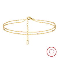 wholesale S925 Sterling Silver Double Layer Stackable Bamboo Knot Anklet Minimalist Versatile Foot Jewelry Factory Wholesale-Platinum>925 silver