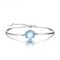 wholesale S925 Sterling Silver Fashion Minimalist Geometric Sky Blue Topaz Bracelet for Women, Niche Luxury Style Jewelry Wholesale-0-0