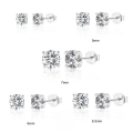 wholesale S925 Sterling Silver Plated With Plated With White Gold, 1 Carat 05 Carat Four-prong Earrings With Moissanite, Luxury Ready-to-ship-0-1