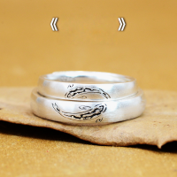 wholesale 925 Sterling Silver Chinese Style "Together for Life" Koi Couple Ring for Women, Retro Trendy Personality Adjustable Ring Gift for Men-Women's one piece Adjustable opening